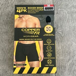 Copper Fit Mens Performance Boxer Briefs SZ M Copper Infused Odor reduction FLEX